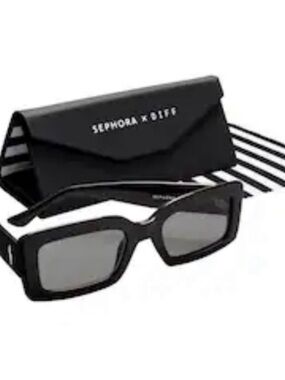 Sephora X Diff Eyewear Black Rectangular Sunglasses